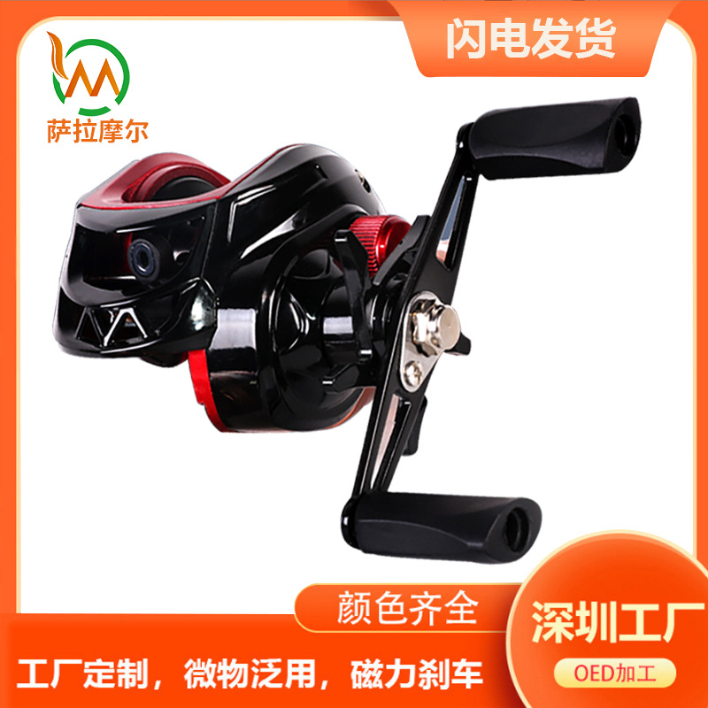 Ice Fishing Reel - Mulinello da Pesca Anti-Retrocoppia Nero Rosso,